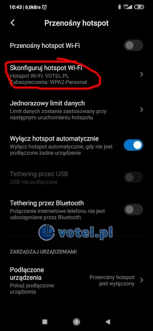 Xiaomi Redmi Note 7 
- przenośny hotspot